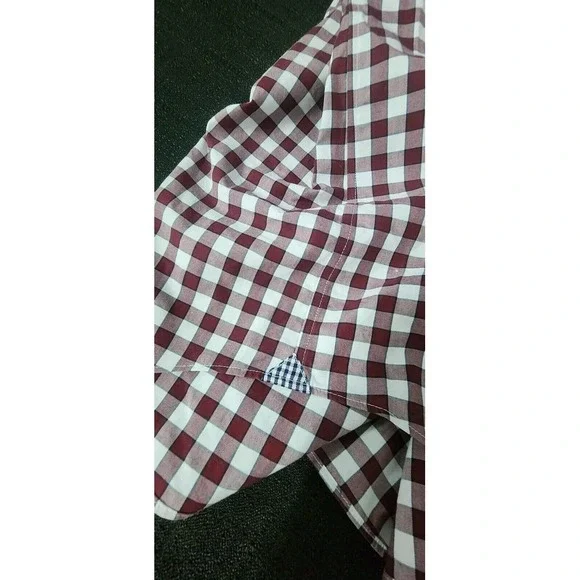 Banana Republic Men's Large Fit Camden Red Plaid Dress Shirt Button Up‎ New - Picture 7 of 11